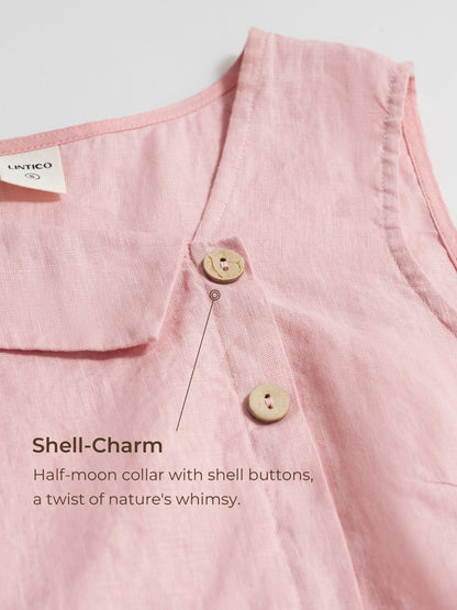 100% Linen Sleeveless Crescent Collar Top KARA