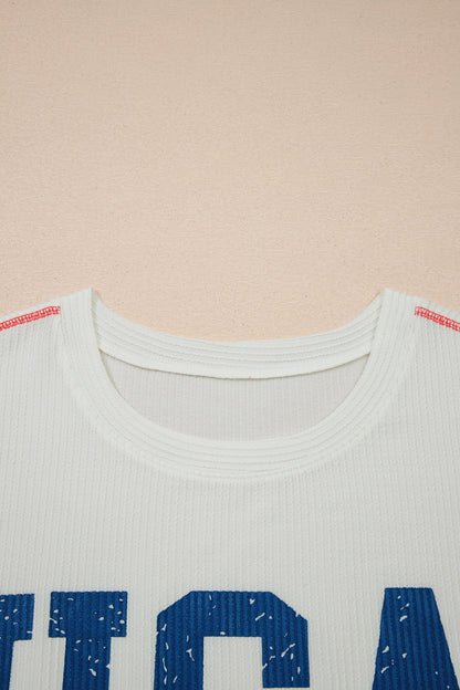 Plus Size USA Corded Knit Graphic T-Shirt