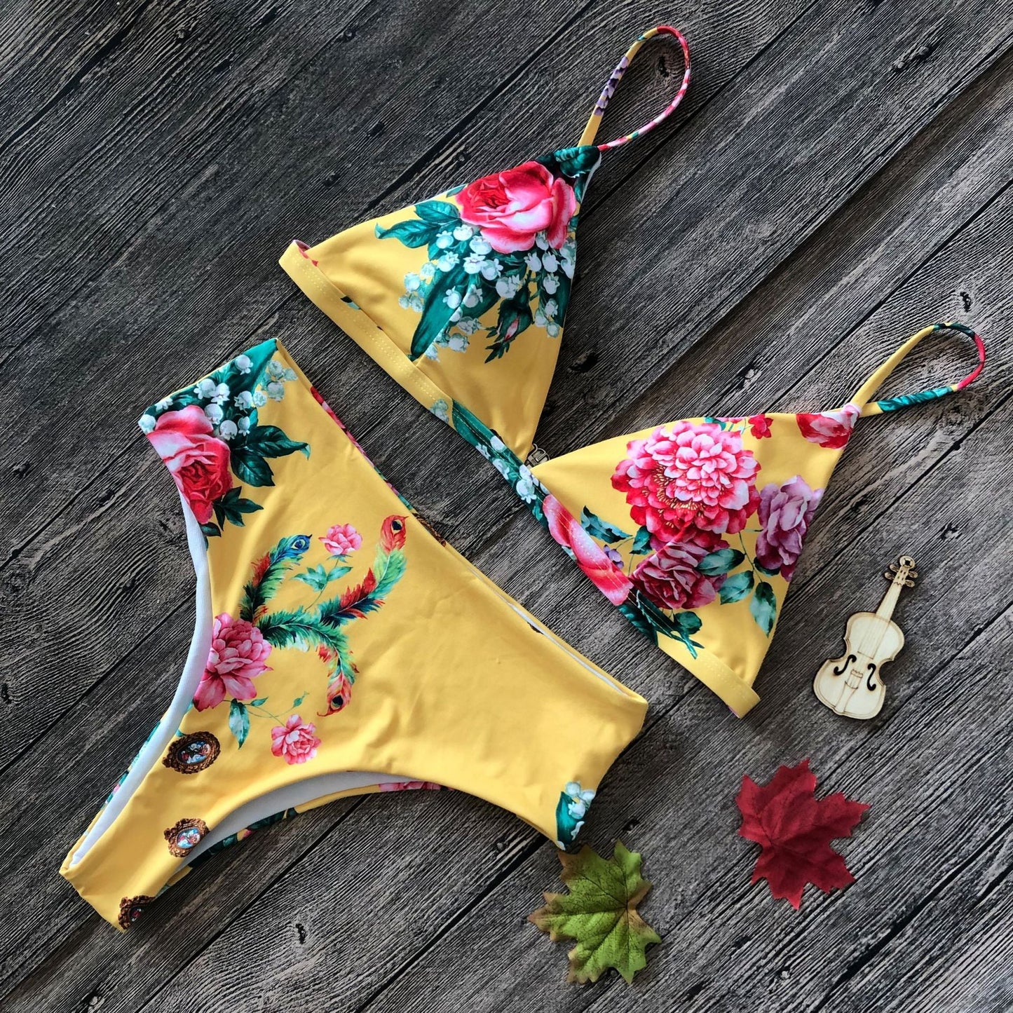 Snakeskin Leopard Print Bikini Women Split Cotton Print High Waist Swimsuit
