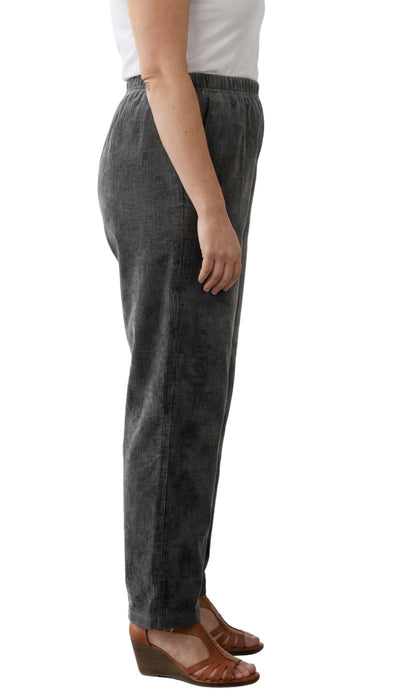 Womens Pull On Fine Wale Corduroy Pants with soft-covered elastic waist