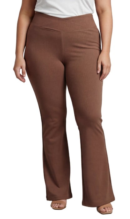 Women's Pull-on Cotton Stretch Bootcut Flare Leggings with a Crossover waistband