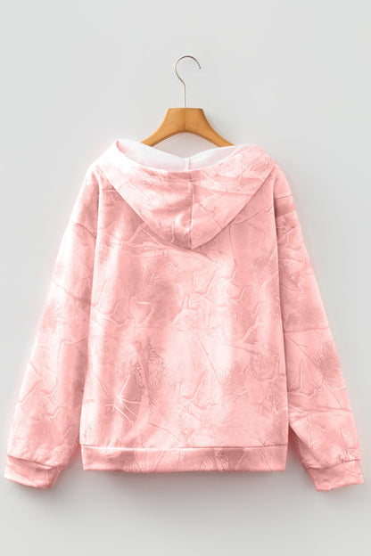 Camo Kangaroo Pocket Drop Shoulder Hoodie