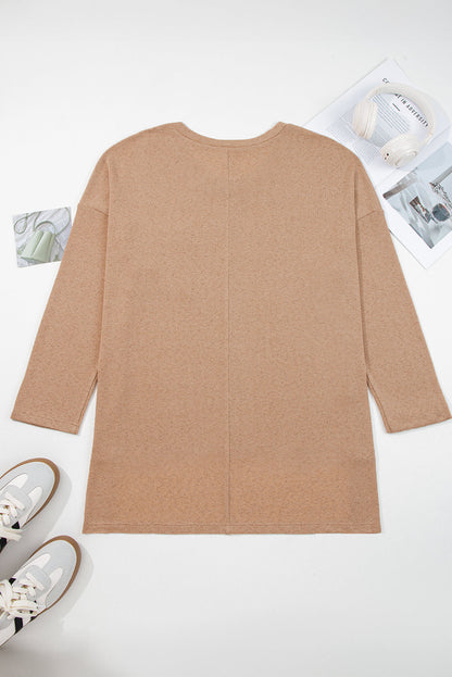 Plus Size Textured Knit Long Sleeve Tunic Top