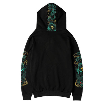 WSY340 Emerald Dragon Embroidery Hoodie