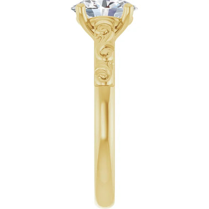 Vintage Oval Solitaire Engagement Ring 14K Yellow Gold