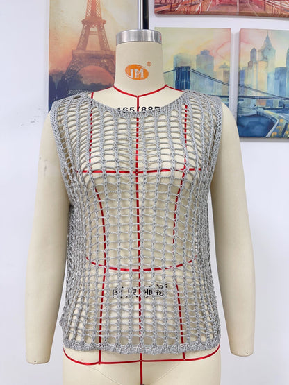 Spring Summer Loose Camisole Solid Color Women Knitwear