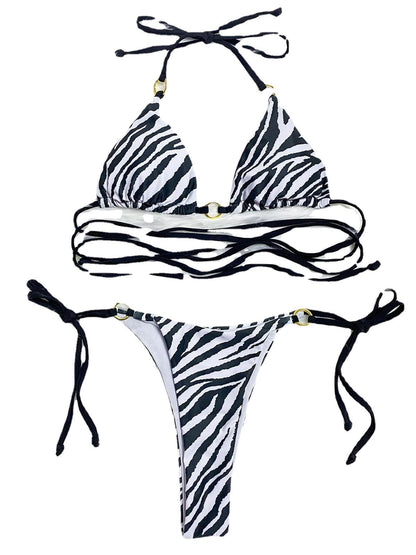 Triangle Bikini Split Swimsuit Women Sexy V neck Gathered Retail