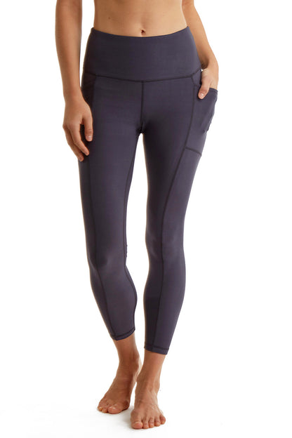 Women's 7/8 Legging in Strong Compressed Double Knit Polyester Blend Fabric with side phone Pockets