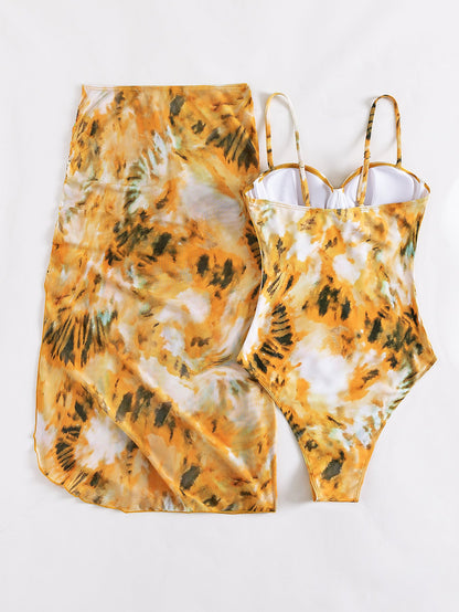 French One Piece Swimsuit Women Conservatively Thin Steel Bracket Push Up One Piece Swimsuit