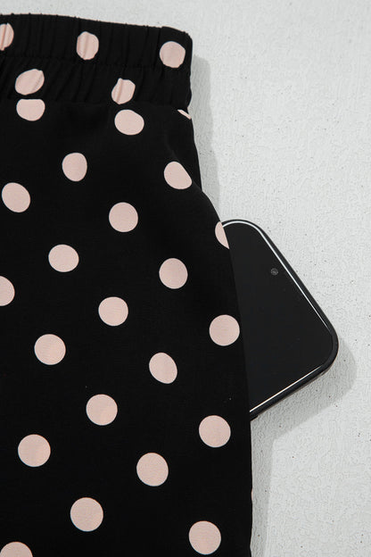 Polka Dot Sheer Lace Patchwork Asymmetric Skirt