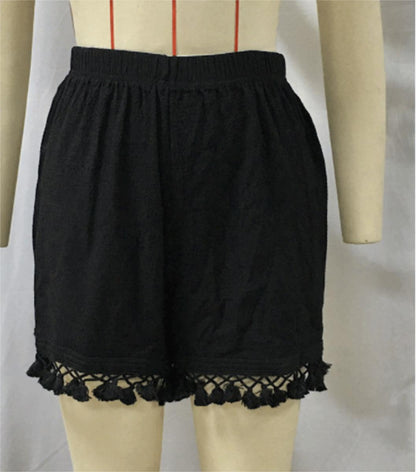 Beach Pants Lace Stitching Elastic Waistband Shorts Sexy Sexy Solid Color Beach Swim Trunks