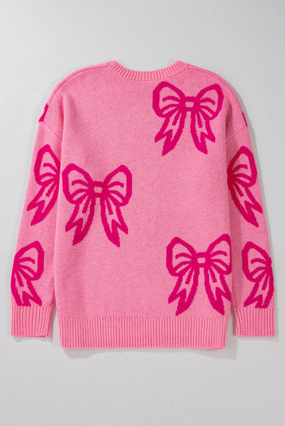 Bow Drop Shoulder Long Sleeve Sweater