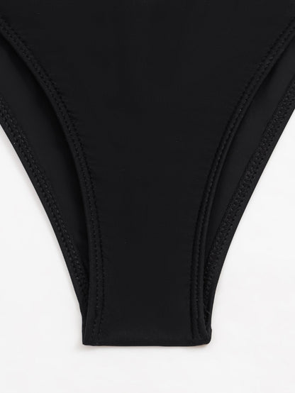 Swimsuit Women Sexy Siamese Push Up Sling Solid Color Swimsuit