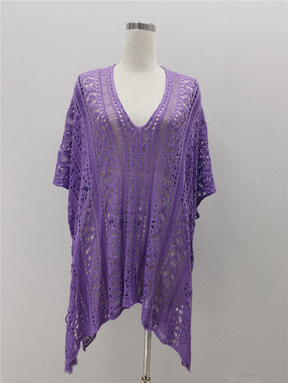 Hand Crocheting Hollow Out Cutout Beach Dress Knitted Women Sling Seaside Vacation Sexy Loose Bikini Beach Cover up