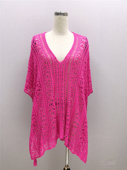 Hand Crocheting Hollow Out Cutout Beach Dress Knitted Women Sling Seaside Vacation Sexy Loose Bikini Beach Cover up