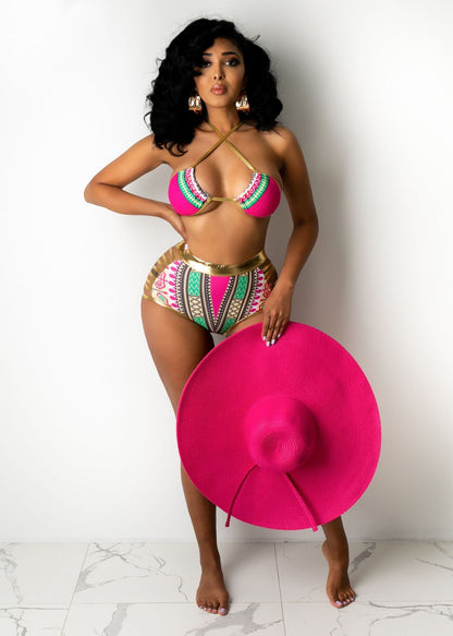 Sexy Summer Bikini Digital Printing Swimsuit Split Swimsuit