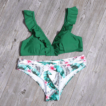 Printed Swimsuit Flounced Bikini Split Swimsuit