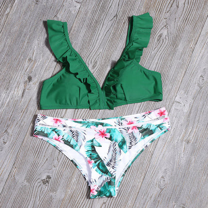 Printed Swimsuit Flounced Bikini Split Swimsuit