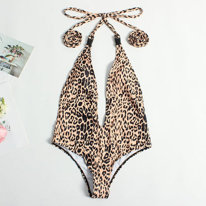 One Piece Swimsuit Women Color Matching Sexy Siamese Swimsuit