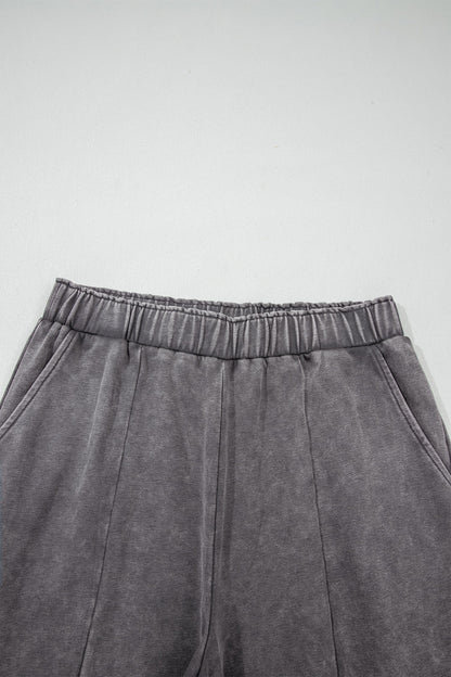 Leopard Patchwork Mineral Wash High Waist Pants