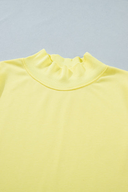 Solid Mock Neck Cap Sleeve Oversized Top