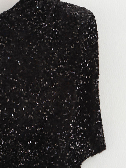 Winter Women Clothing Velvet Texture Sleeveless Back V neck Hip Dress
