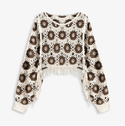 Women Spring And Autumn Floral Long Sleeve Blouse