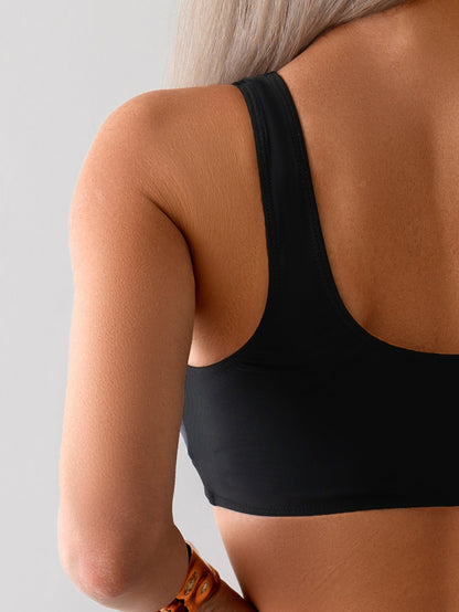 Women Swimsuit Two Pieces Color Contrast Patchwork Bikini Sports Vest