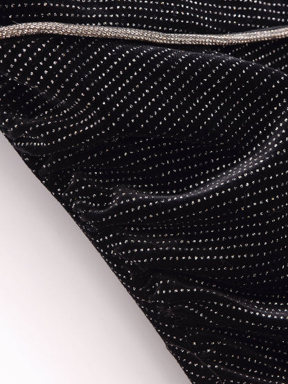 Women Clothing Elegant Slim Shiny Ornament Velvet Sleeveless Dress