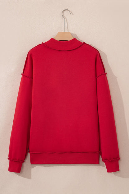 Solid Mock Neck Drop Shoulder Oversize Sweatshirt