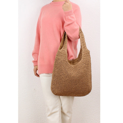 Shoulder Straw Bag Mori Hand Woven Bag Casual Large Capacity Beach Bag
