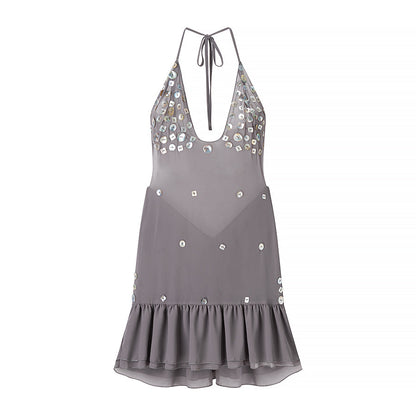 Summer Women Clothing Sexy Sexy Slim Shell Halter Short Dress