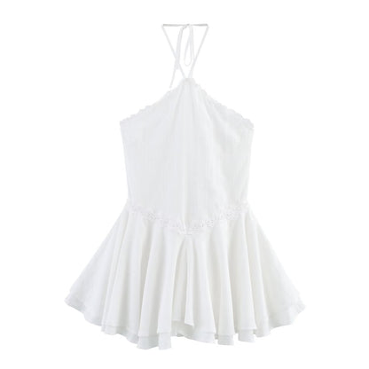 Summer Sexy Net Red Wind Hanging Collar Short Dress