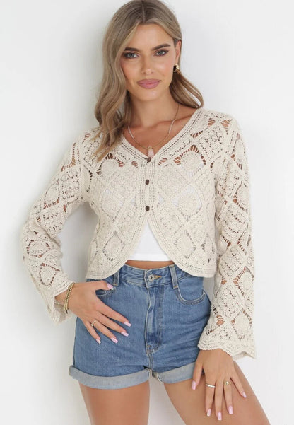 Women Spring Autumn Knitted Long Sleeved Cardigan