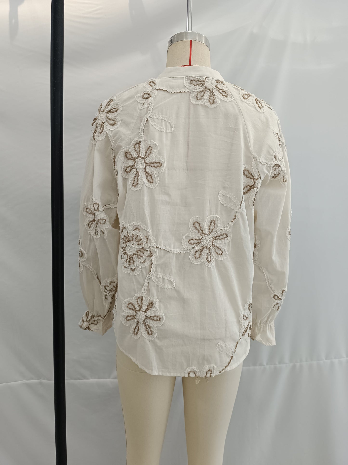 Women Clothing Spring Sweet Floral Embroidered Mini Shirt