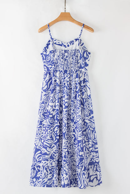 Floral Spaghetti Strap High-Waist Maxi Dress