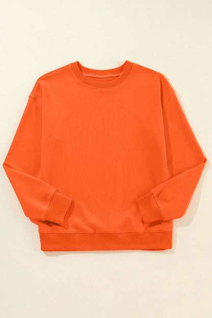 Solid Drop Shoulder Crewneck Pullover Sweatshirt