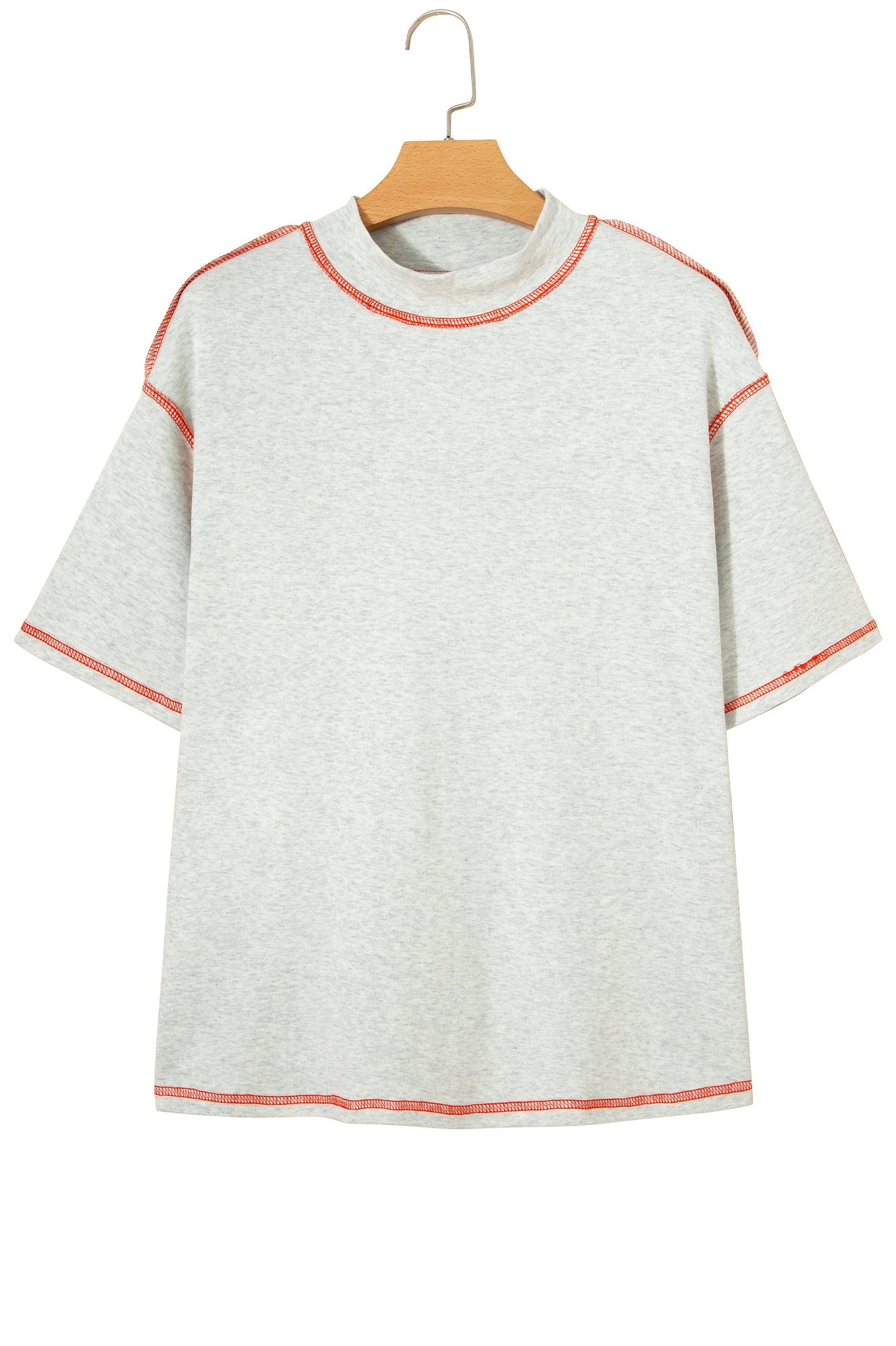 Reversible Contrast Stitching Mock Neck T-Shirt