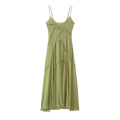 Women Clothing Draping Effect Stitching Dress