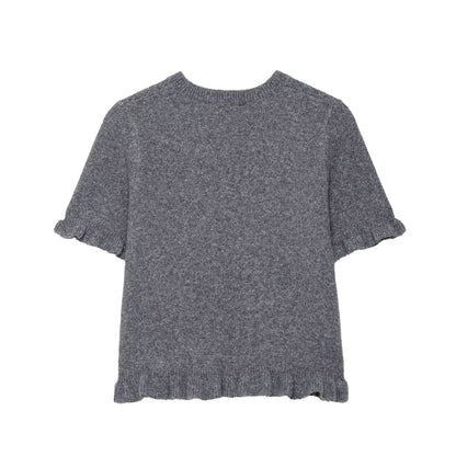 round Neck Solid Color Loose Pullover Niche Knitwear
