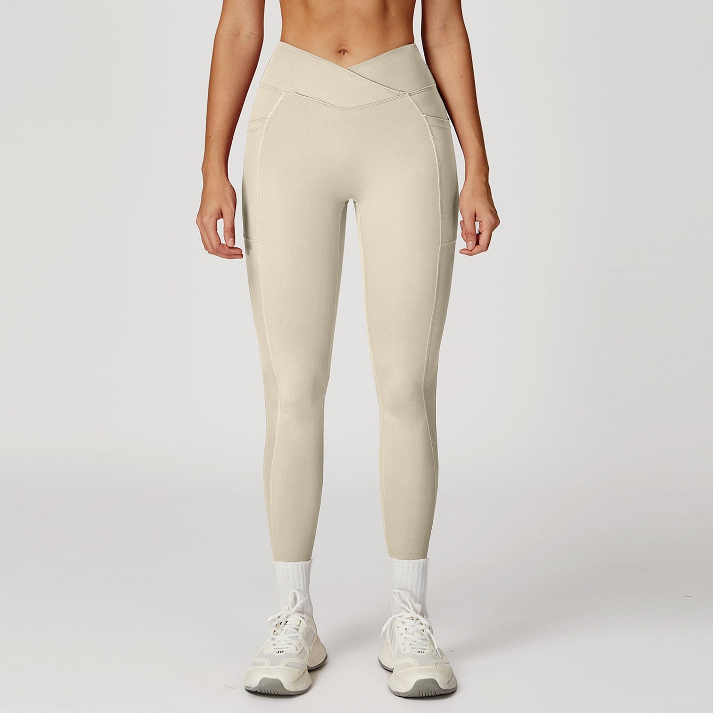 Nude Feel High Waist Yoga Pants Cross Waist Fitness Yoga Pants Women Outdoor Sports Running Tights