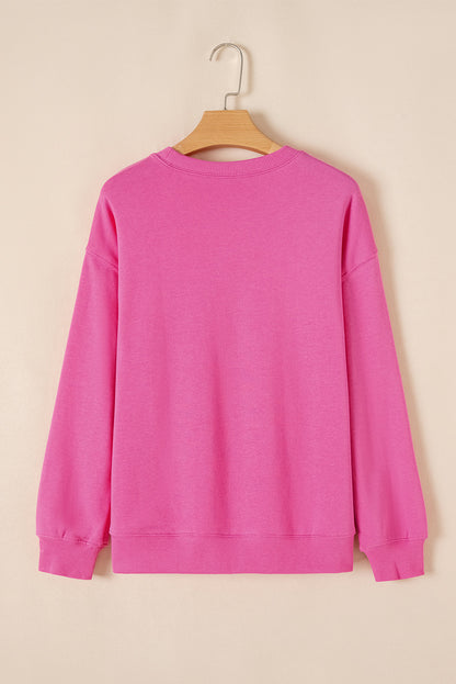 Solid Drop Shoulder Crewneck Pullover Sweatshirt