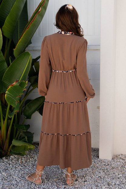 Floral Patchwork Long Sleeve Maxi Dress