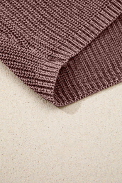 Mineral Wash Buttoned Polo Collar Knit Sweater