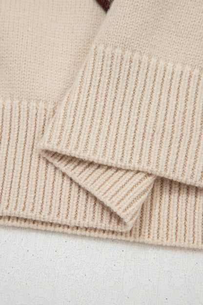 Western Corded Horseshoe Mock Neck Short Sleeve Sweater