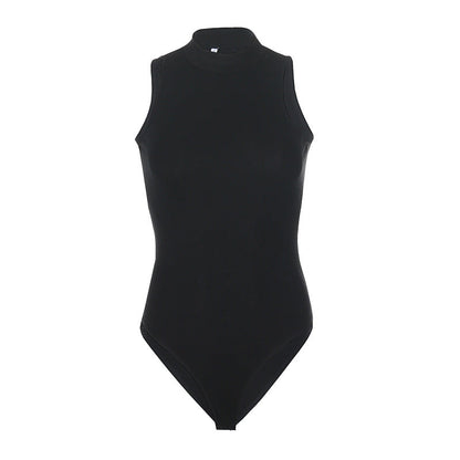 Women Clothing Basic All Matching Bottoming Vest Cold Shoulder Sleeveless High Waist Bodysuit Summer Hair