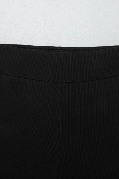 Solid Oversize Sweatshirt and Ribbed Leggings Set