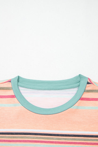 Stripe Short Sleeve Crew Neck T-Shirt