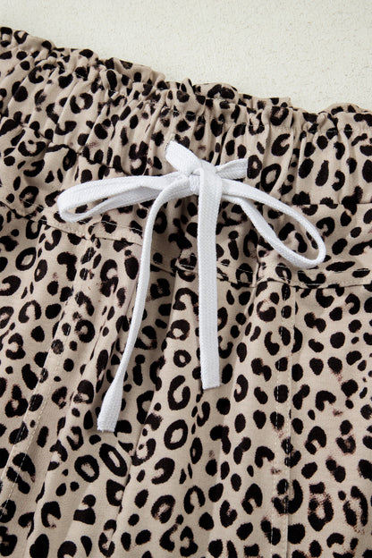 Leopard Terry Knit Wide Leg Pants