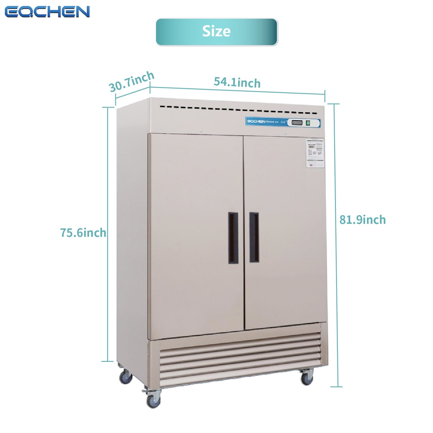 Commercial Reach in Freezer, 2 Door 49 Cu.ft Stainless Steel Commercial Reach in Solid Door Upright Fan Cooling Freezer